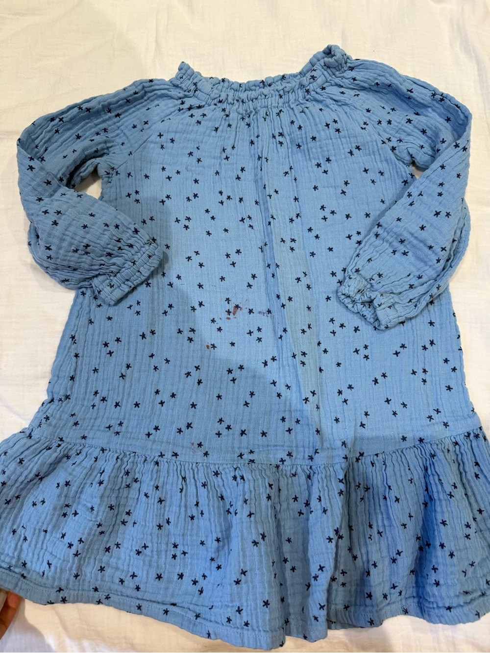 Zara kids Blue Star-Print Girls' Long Sleeve Dress 3-4